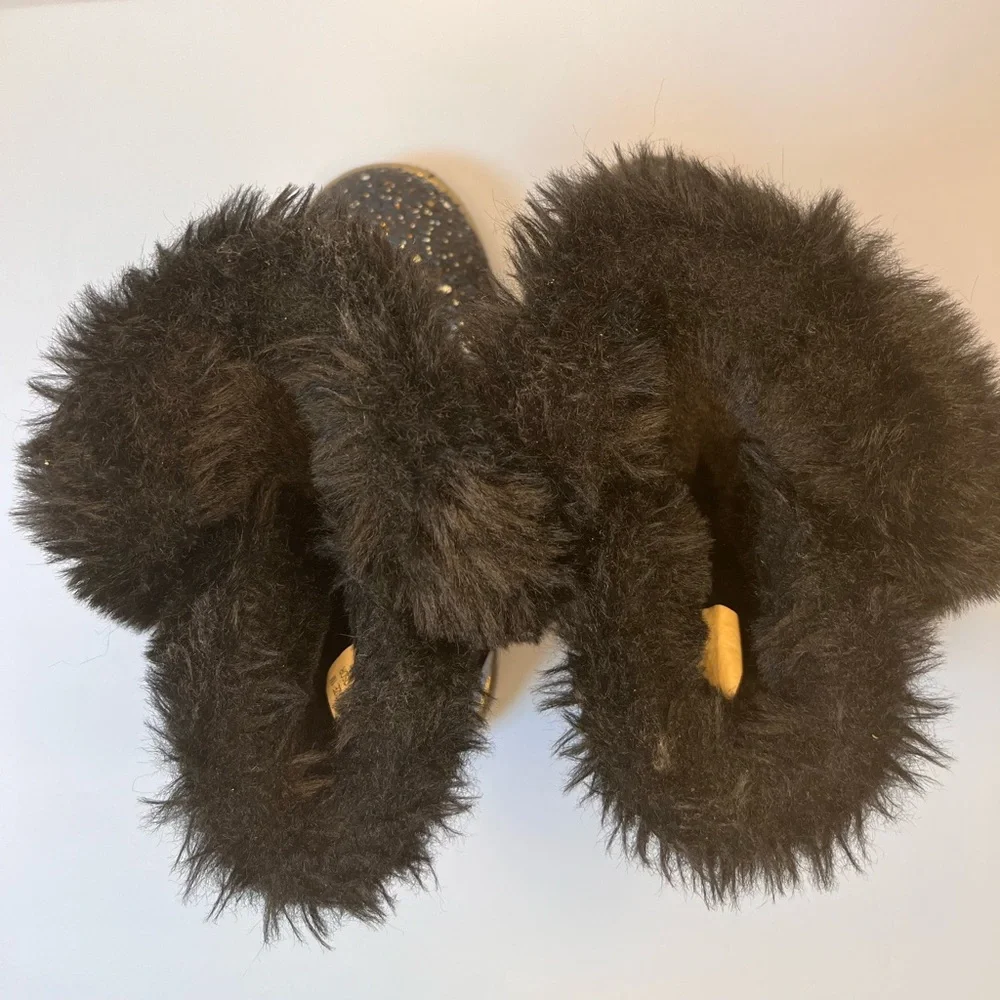 Juicy Couture Girls M1 Black Sparkle Faux Fur-Trim Glitter Windsor Toddler Boots